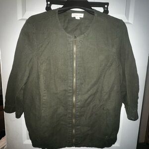 Coldwater Creek Olive Utility Zip Jacket